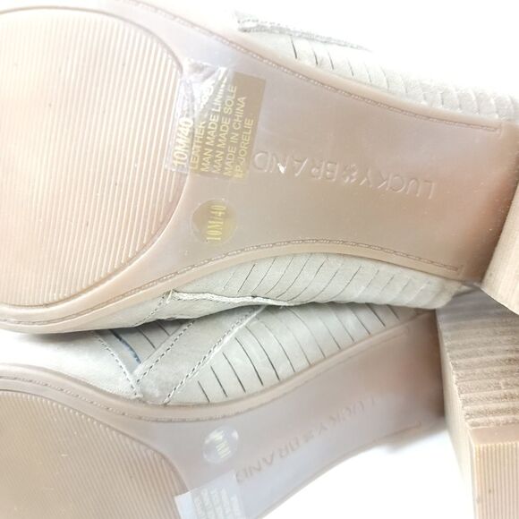 Lucky brand Jorelie sling-back sesame block chunky heels open toes sandals shoes - Picture 4 of 8